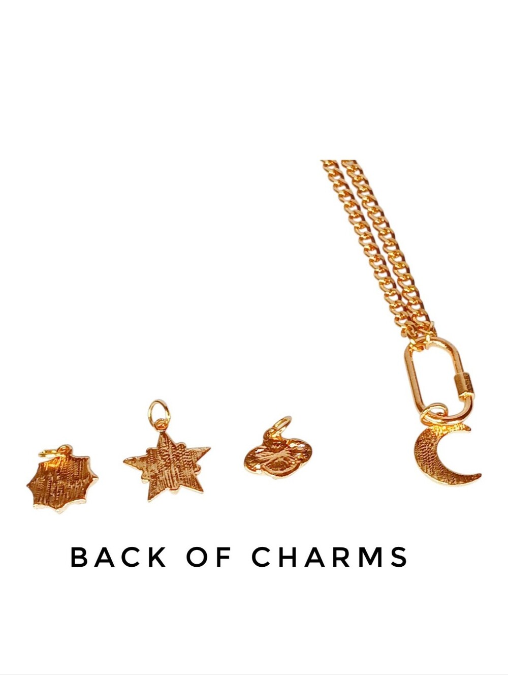 Gold Caribiner Pendant Necklace Star Stud Earrings Mod 60s Astro Core Y2k Core - Picture 16 of 16